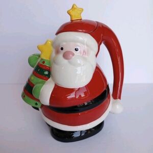 Santa Claus Christmas Tree Ceramic Teapot Burton & Burton Holiday Kris Kringle